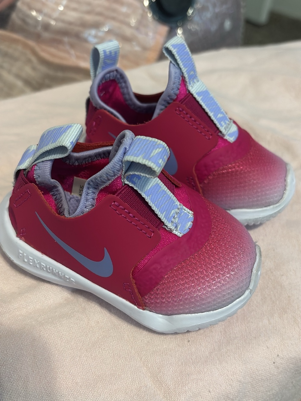 Nike Kids Magenta and Lavender Slip-On Sneakers